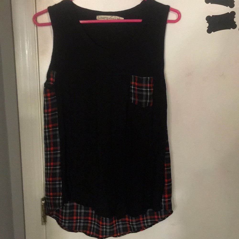 Black and flannel tank top